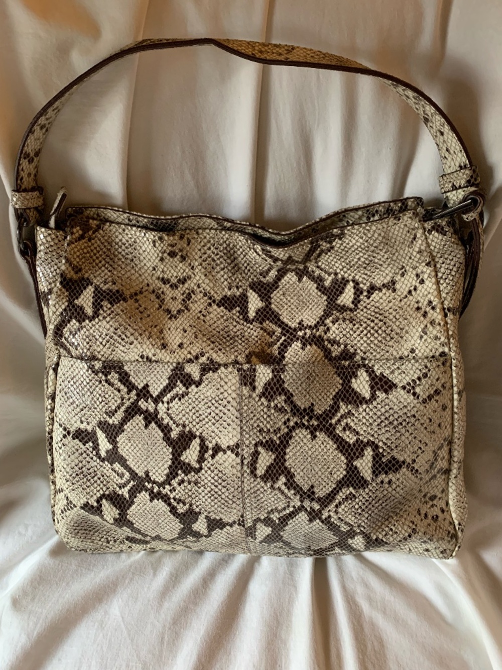 Margot NY genuine leather snakeskin embossed hobo style bag/purse